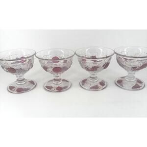 Sherbet Cups Glass Bowls Set of 4 VTG Westmoreland Della Robbia Fruit Pattern